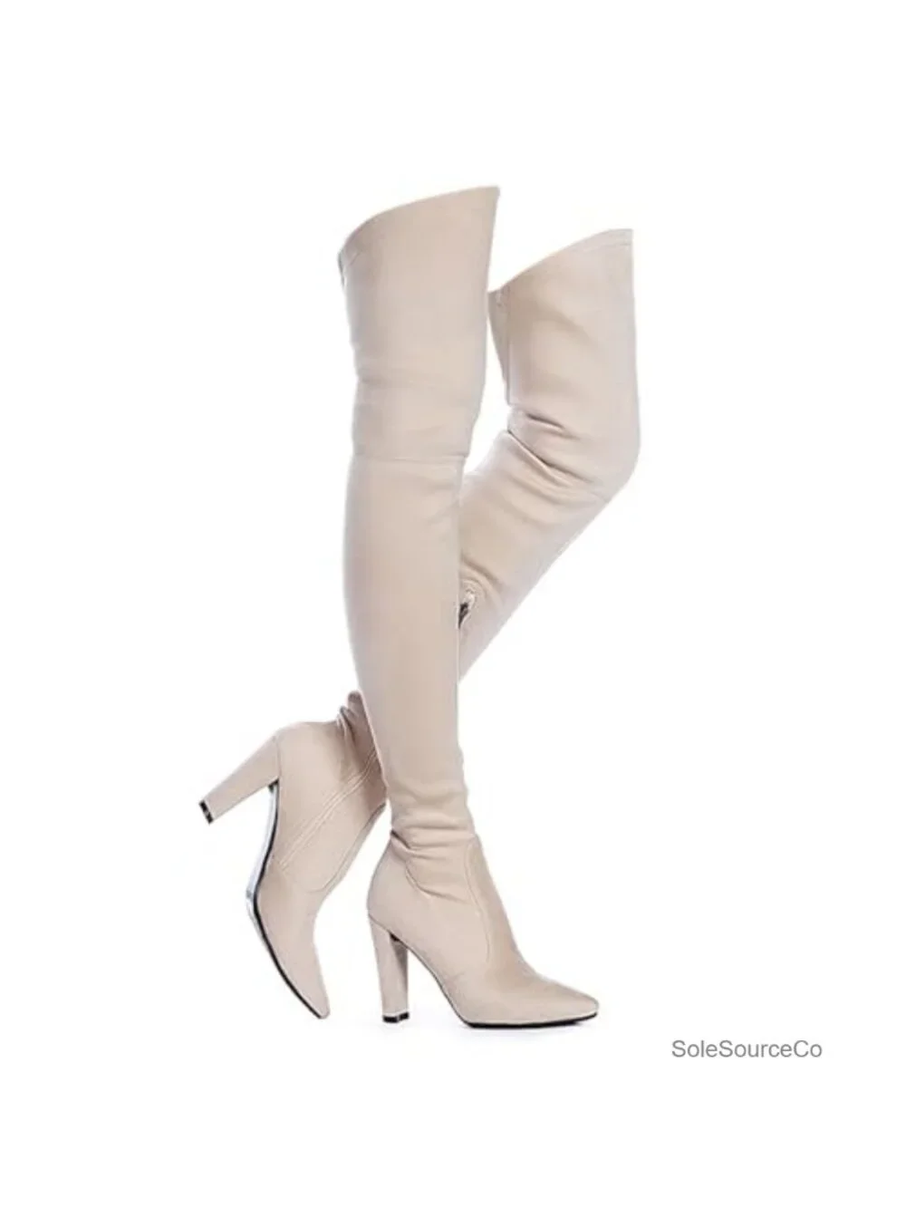 Stretch Suede Chunky Heel Over the Knee Boots Woman Thigh High Zip